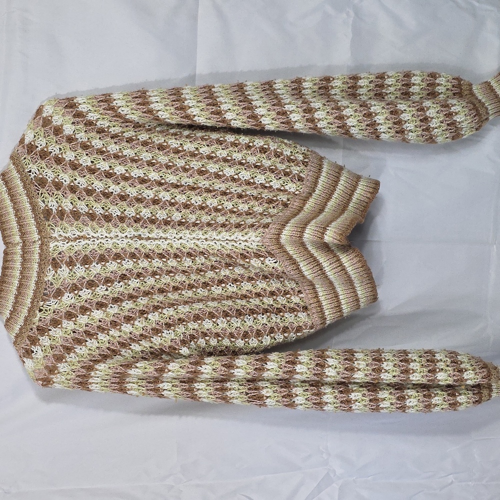 Love Tree Beige & Brown Patterned Cardigan Womens Size Medium (W614) - Picture 3 of 3